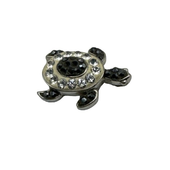 Sterling Silver Marcasite Encrusted Turtle Pendant Only .75 inch - Picture 2 of 5